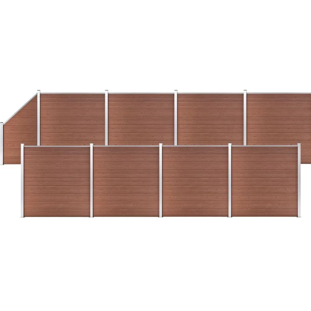 vidaXL Set de valla 8 cuadradas + 1 oblicua WPC marrón 1484x186 cm Marrón Best