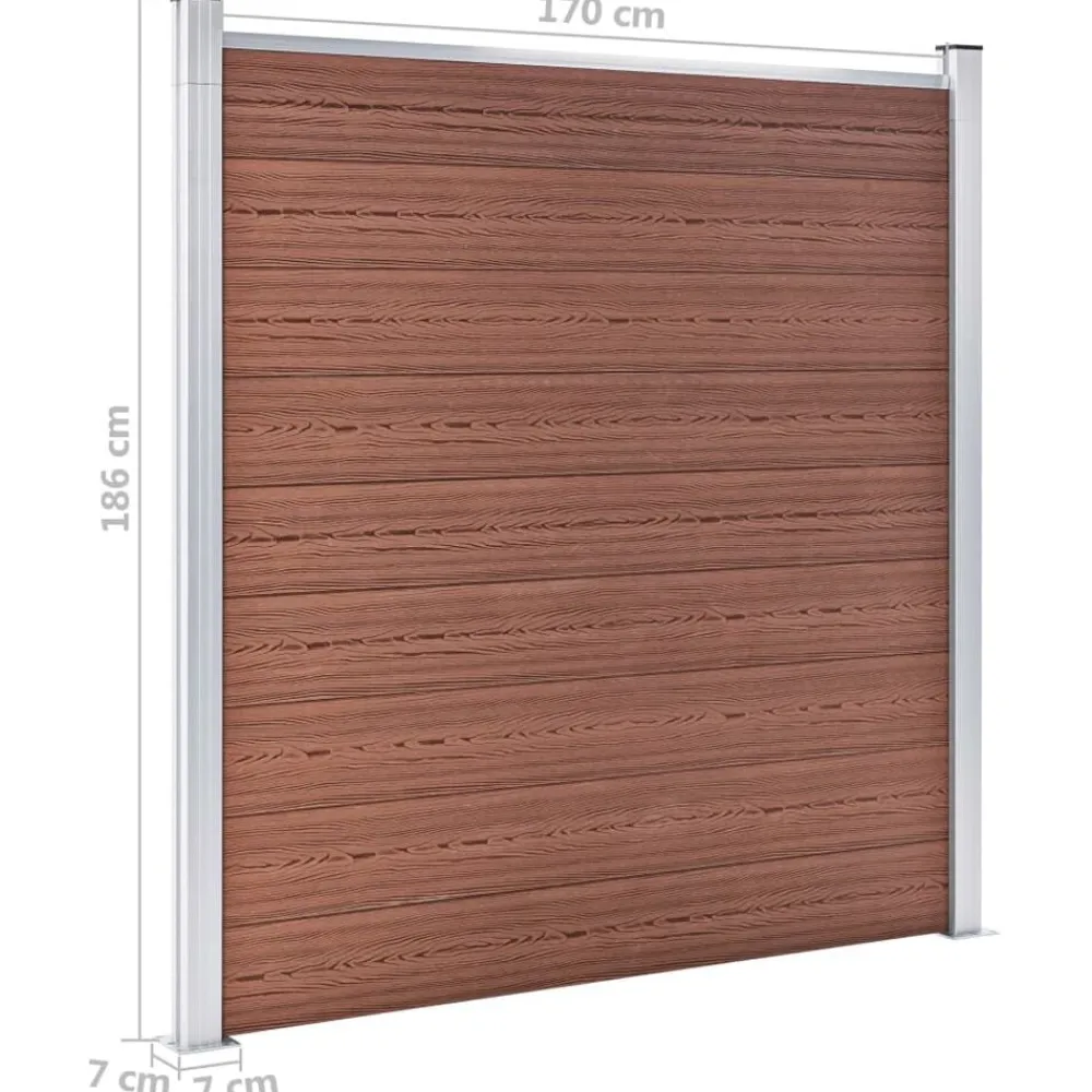 vidaXL Set de valla 8 cuadradas + 1 oblicua WPC marrón 1484x186 cm Marrón Best