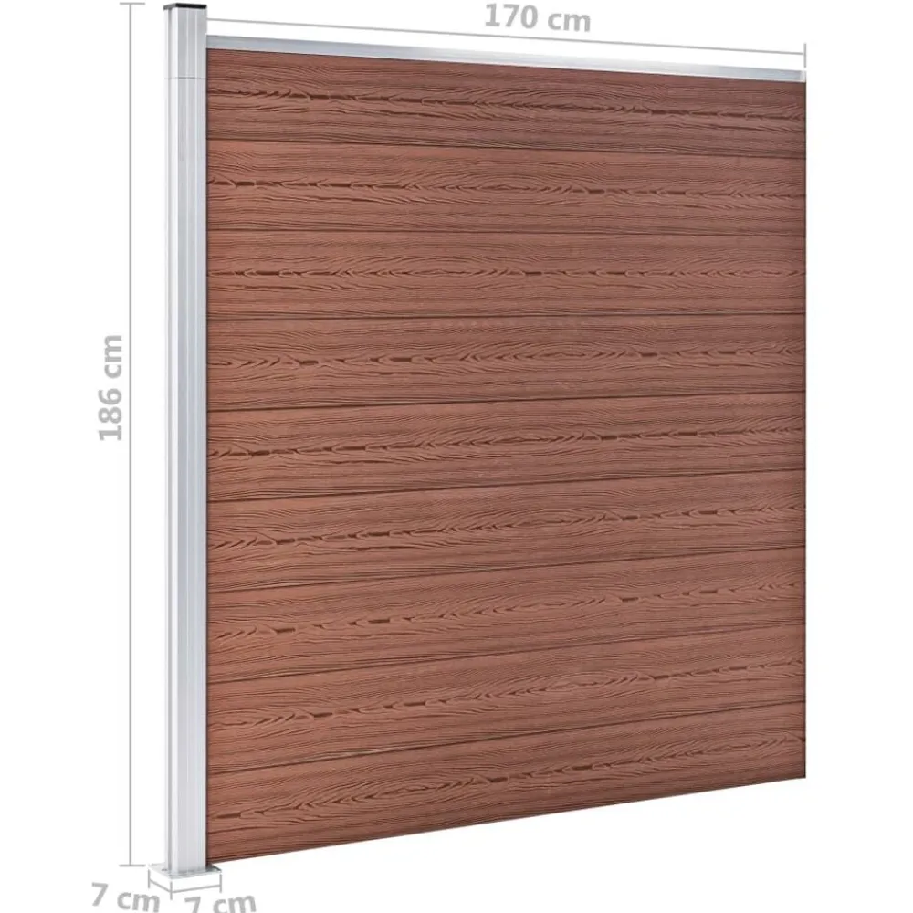 vidaXL Set de valla 8 cuadradas + 1 oblicua WPC marrón 1484x186 cm Marrón Best