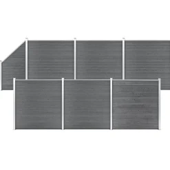 vidaXL Set de valla 6 cuadradas + 1 oblicua WPC 1138x186 cm Gris Hot