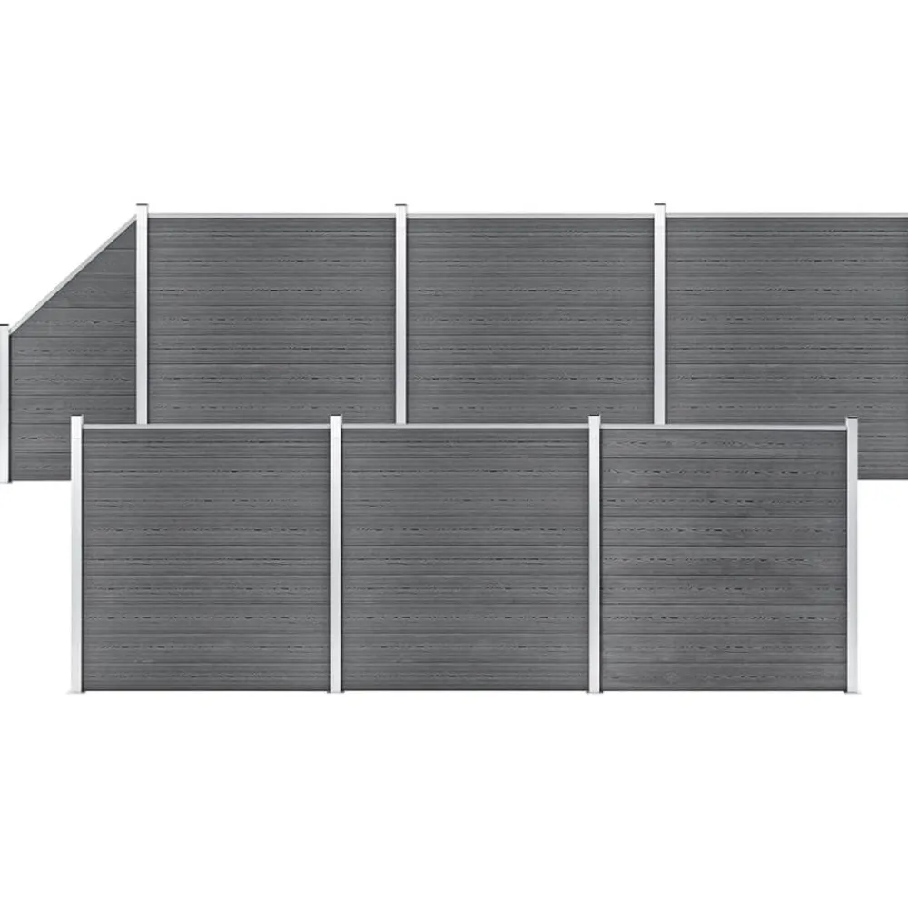 vidaXL Set de valla 6 cuadradas + 1 oblicua WPC 1138x186 cm Gris Hot