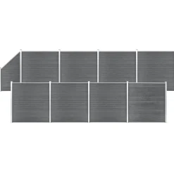 vidaXL Set de valla 8 cuadradas + 1 oblicua WPC 1484x186 cm Gris Online