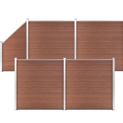 vidaXL Set de valla 4 cuadradas + 1 oblicua WPC marrón 792x186 cm Marr&oacute;n New
