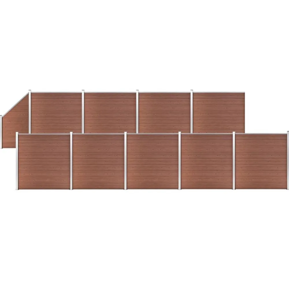 vidaXL Set de valla 9 cuadradas + 1 oblicua WPC marrón 1657x186 cm Marrón Outlet