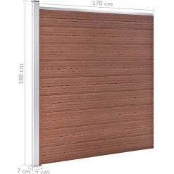 vidaXL Set de valla 9 cuadradas + 1 oblicua WPC marrón 1657x186 cm Marrón Outlet