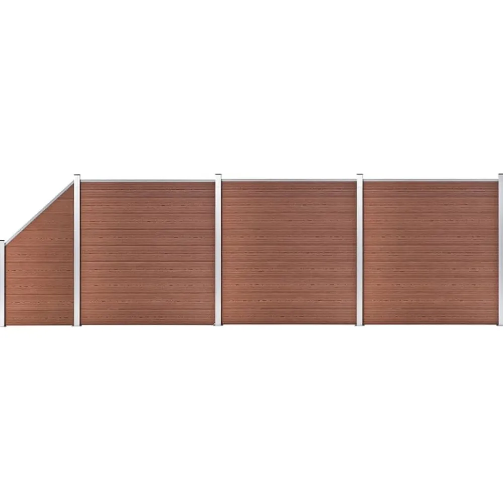 vidaXL Vallas De Jardín-Set de valla 3 cuadradas + 1 oblicua WPC marrón 619x186 cm
