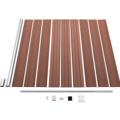 vidaXL Vallas De Jardín-Set de valla 3 cuadradas + 1 oblicua WPC marrón 619x186 cm