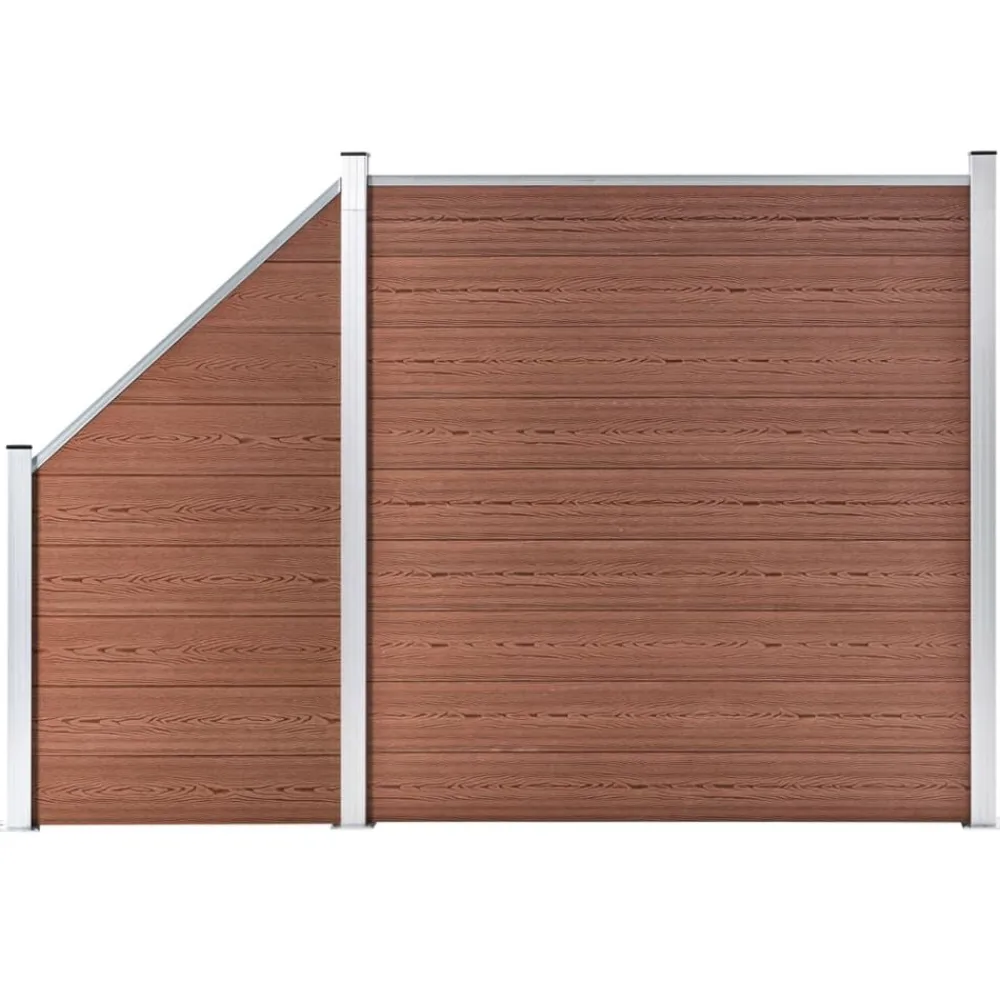vidaXL Set de valla 1 cuadrada + 1 oblicua WPC marrón 273x186 cm Marrón New