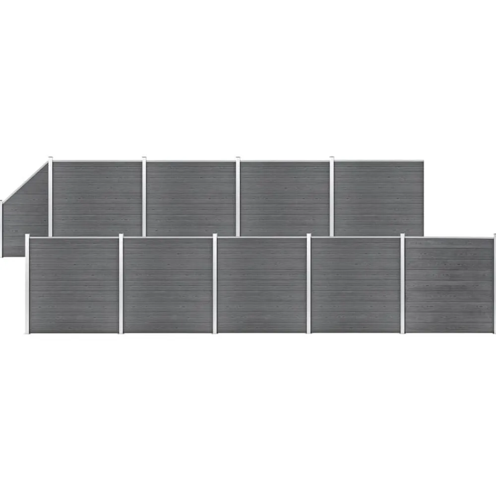 vidaXL Set de valla 9 cuadradas + 1 oblicua WPC 1657x186 cm Gris New