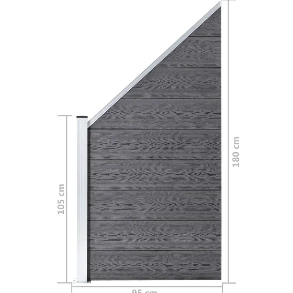 vidaXL Set de valla 9 cuadradas + 1 oblicua WPC 1657x186 cm Gris New