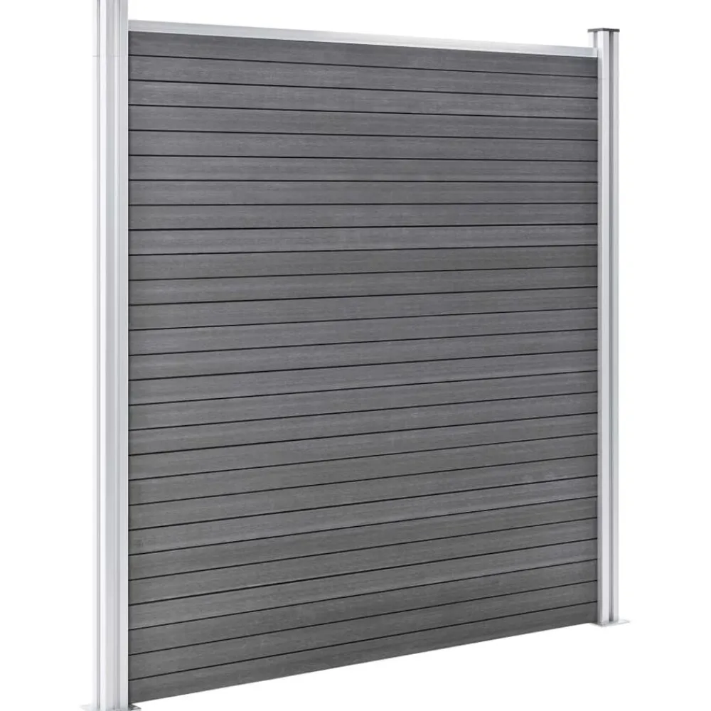 vidaXL Set de valla 9 cuadradas + 1 oblicua WPC 1657x186 cm Gris New