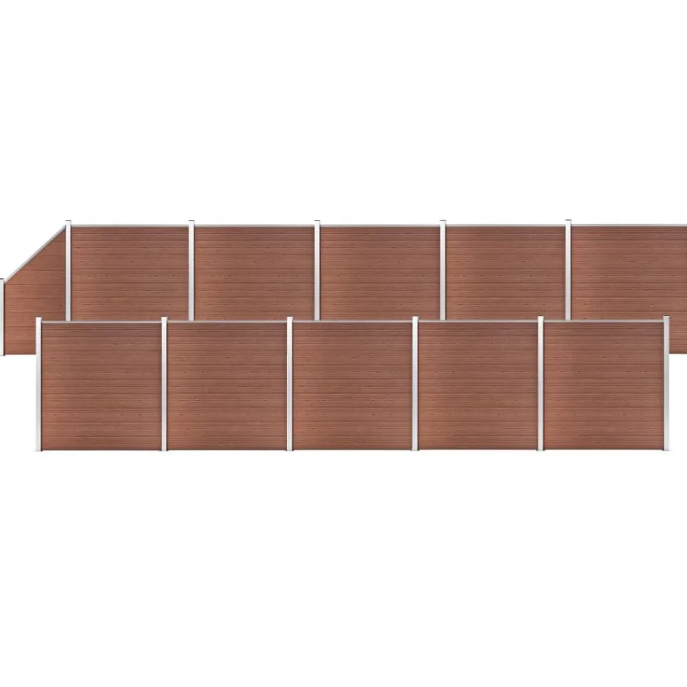 vidaXL Set de valla 10 cuadradas + 1 oblicua WPC marrón 1830x186 cm Marrón Clearance
