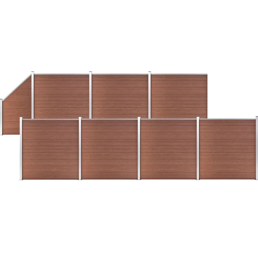 vidaXL Set de valla 7 cuadradas + 1 oblicua WPC marrón 1311x186 cm Marrón Hot