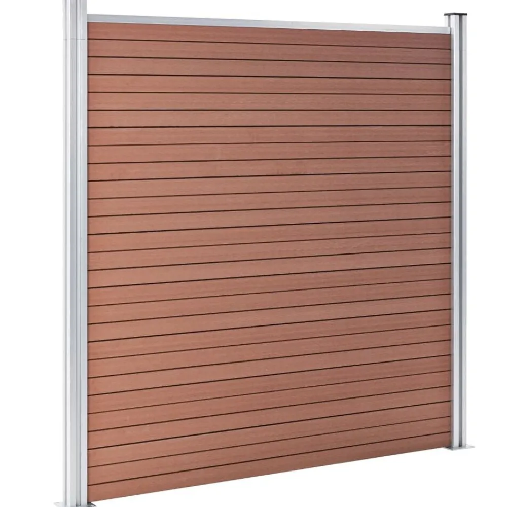 vidaXL Set de valla 7 cuadradas + 1 oblicua WPC marrón 1311x186 cm Marrón Hot