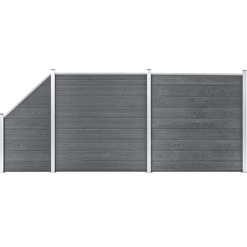 vidaXL Vallas De Jardín-Set de vallas 2 cuadradas + 1 oblicua WPC 446x186 cm