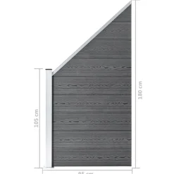 vidaXL Vallas De Jardín-Set de vallas 2 cuadradas + 1 oblicua WPC 446x186 cm