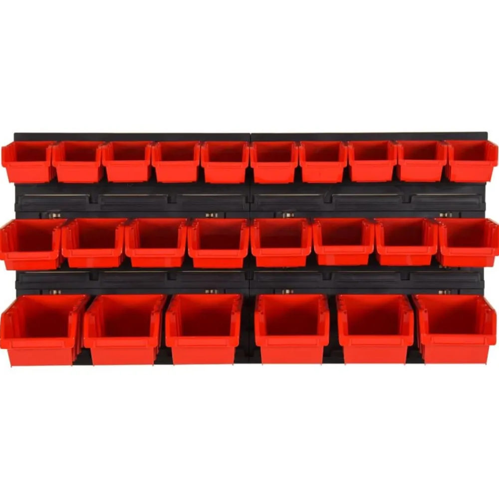 vidaXL Set estantes taller 26 pzas polipropileno rojo y negro 77x39 cm Clearance