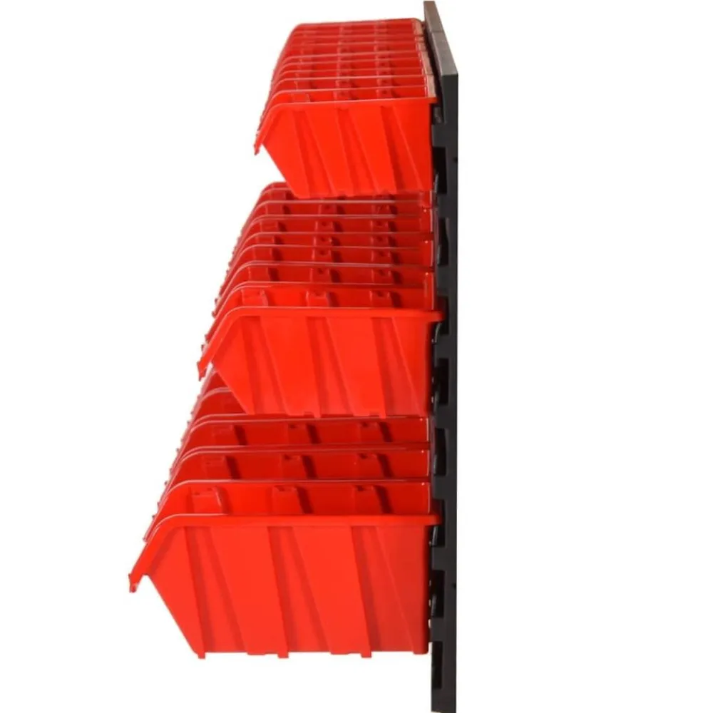 vidaXL Set estantes taller 26 pzas polipropileno rojo y negro 77x39 cm Clearance