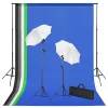 vidaXL Set estudio fotográfico con telones de fondo, focos y paraguas New