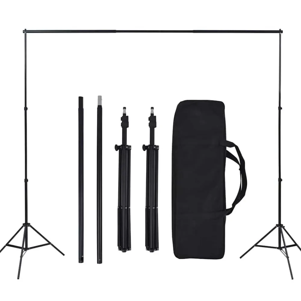 vidaXL Set estudio fotográfico con telones de fondo, focos y paraguas New