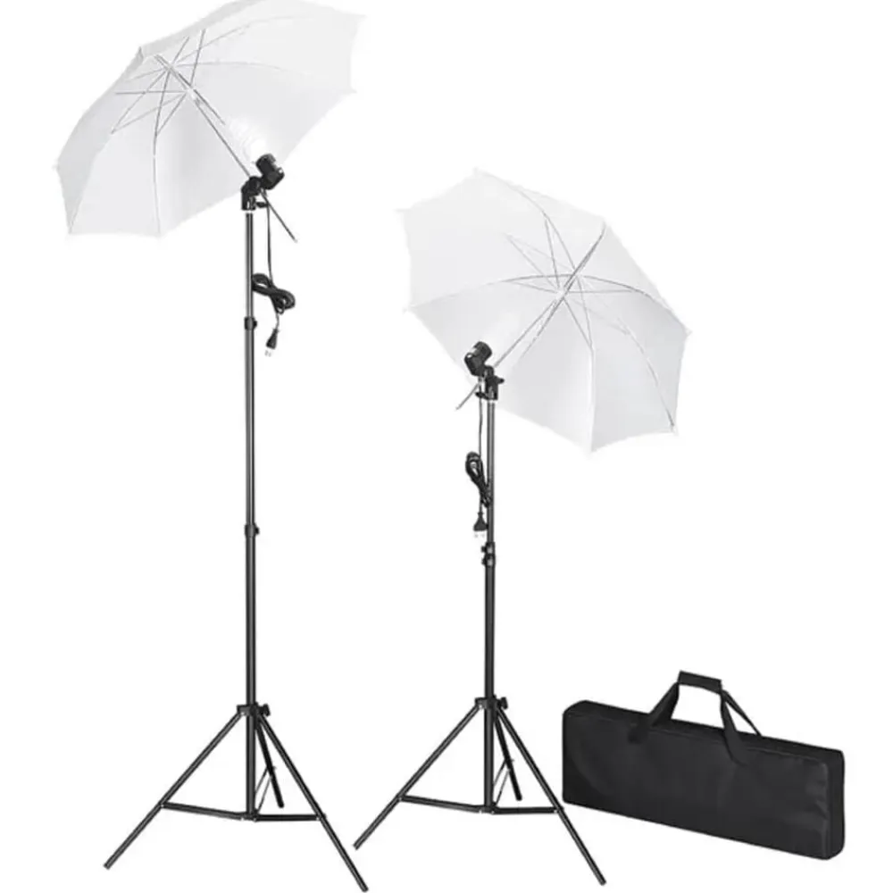 vidaXL Set estudio fotográfico con telones de fondo, focos y paraguas New