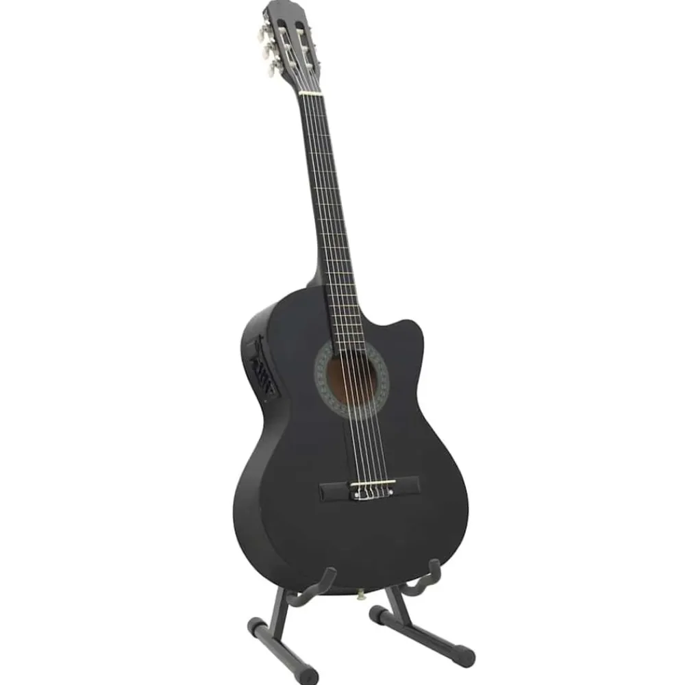 vidaXL Set guitarra occidental 12 pzas con ecualizador 6 cuerdas Negro Online