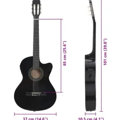 vidaXL Set guitarra occidental 12 pzas con ecualizador 6 cuerdas Negro Online