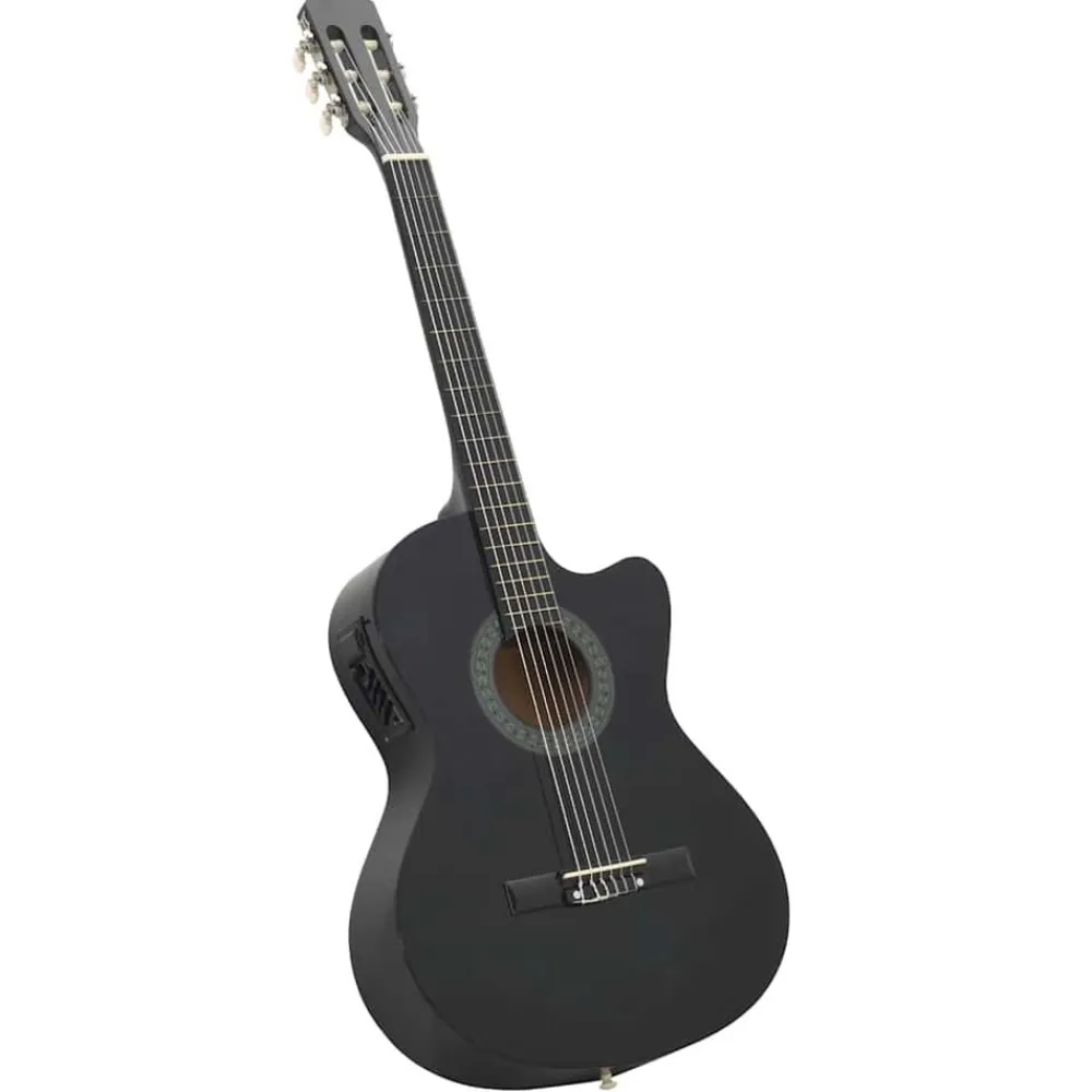 vidaXL Set guitarra occidental 12 pzas con ecualizador 6 cuerdas Negro Online