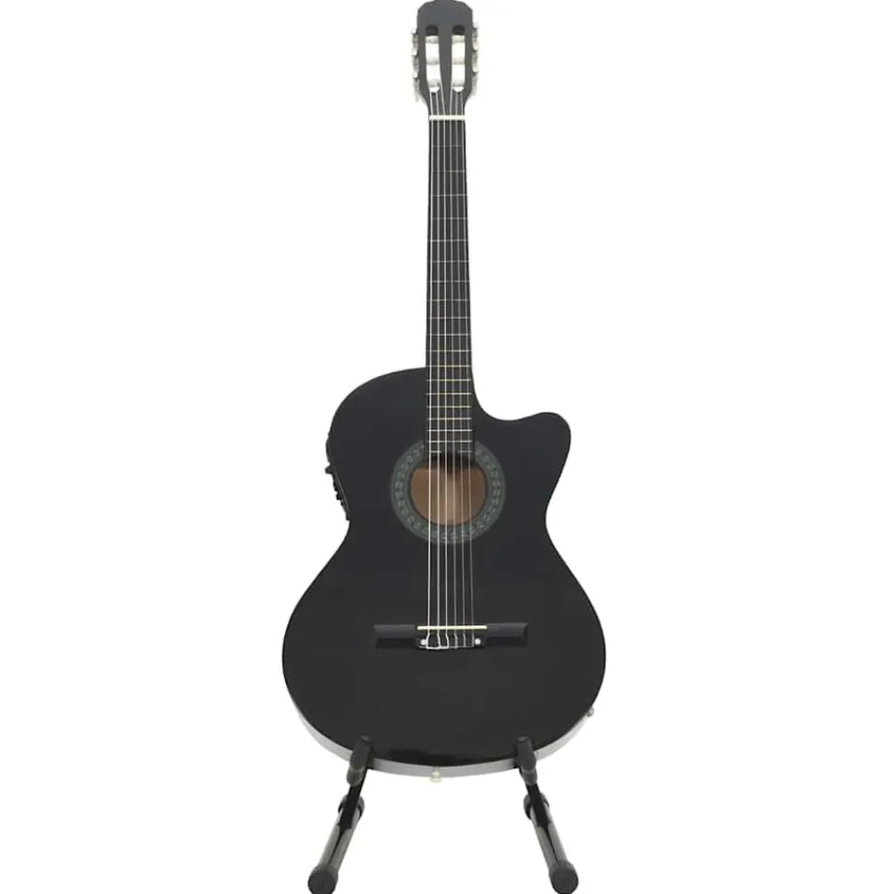 vidaXL Set guitarra occidental 12 pzas con ecualizador 6 cuerdas Negro Online