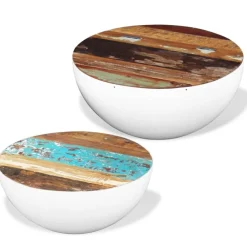 vidaXL Mesas-Set mesa de centro forma cuenco 2 uds madera maciza reciclada