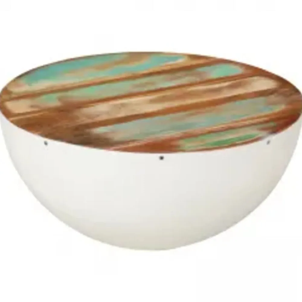 vidaXL Mesas-Set mesa de centro forma cuenco 2 uds madera maciza reciclada
