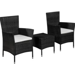 vidaXL Muebles De Jardín-Set mesa y sillas bistró de jardín 3 pzas ratán sintético