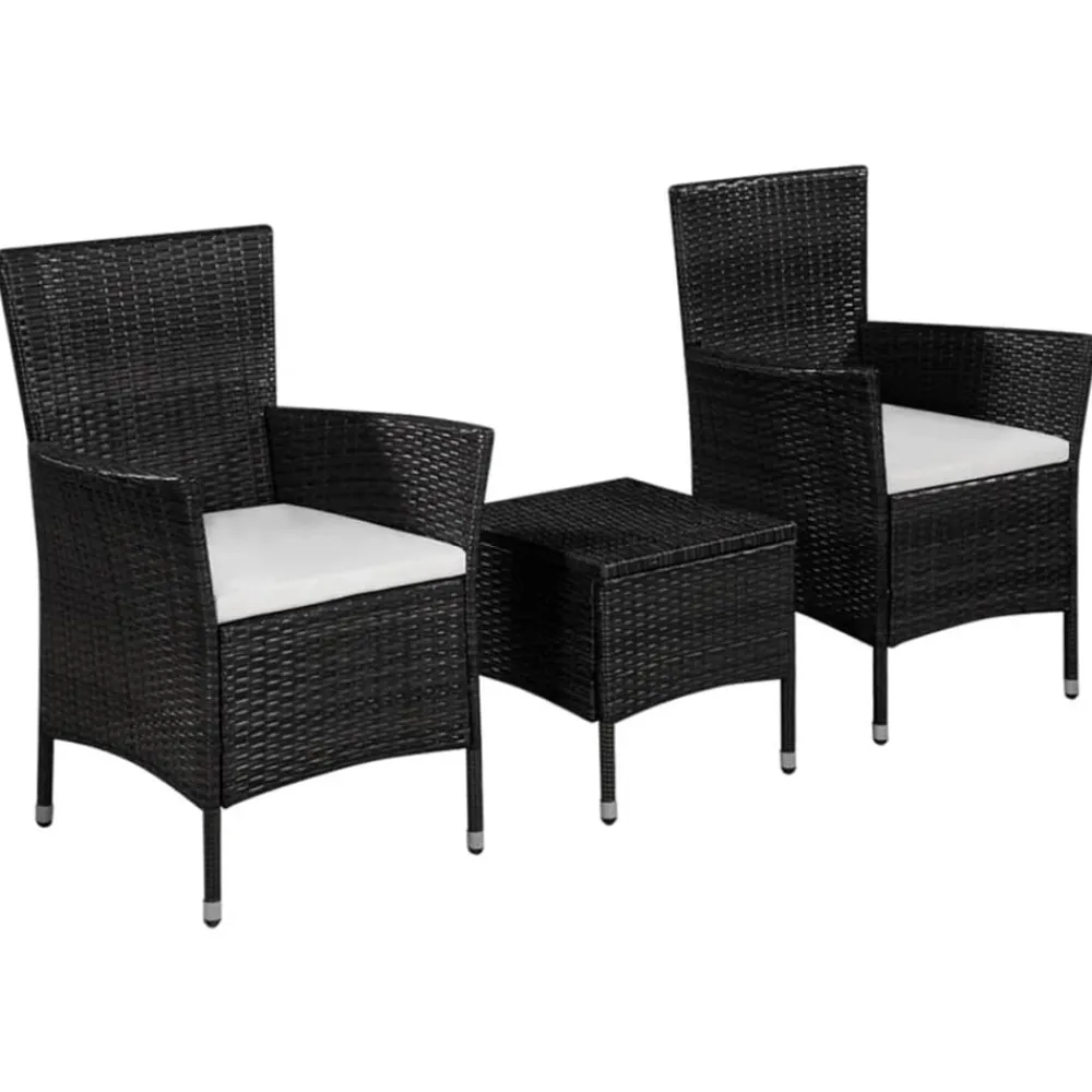 vidaXL Muebles De Jardín-Set mesa y sillas bistró de jardín 3 pzas ratán sintético