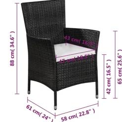 vidaXL Muebles De Jardín-Set mesa y sillas bistró de jardín 3 pzas ratán sintético