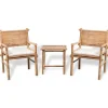 vidaXL Muebles De Jardín-Set mesa y sillas terraza 3 pzas con cojines bambú