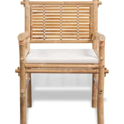 vidaXL Muebles De Jardín-Set mesa y sillas terraza 3 pzas con cojines bambú