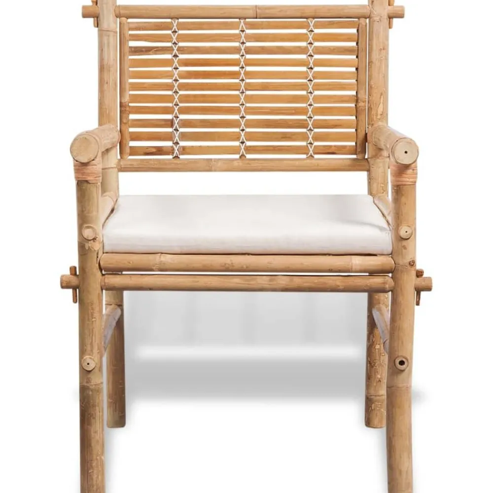 vidaXL Muebles De Jardín-Set mesa y sillas terraza 3 pzas con cojines bambú