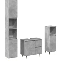 vidaXL Conjuntos De Muebles-Set muebles de baño 2 piezas madera contrachapada gris hormigón