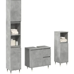 vidaXL Conjuntos De Muebles-Set muebles de baño 2 piezas madera contrachapada gris hormigón