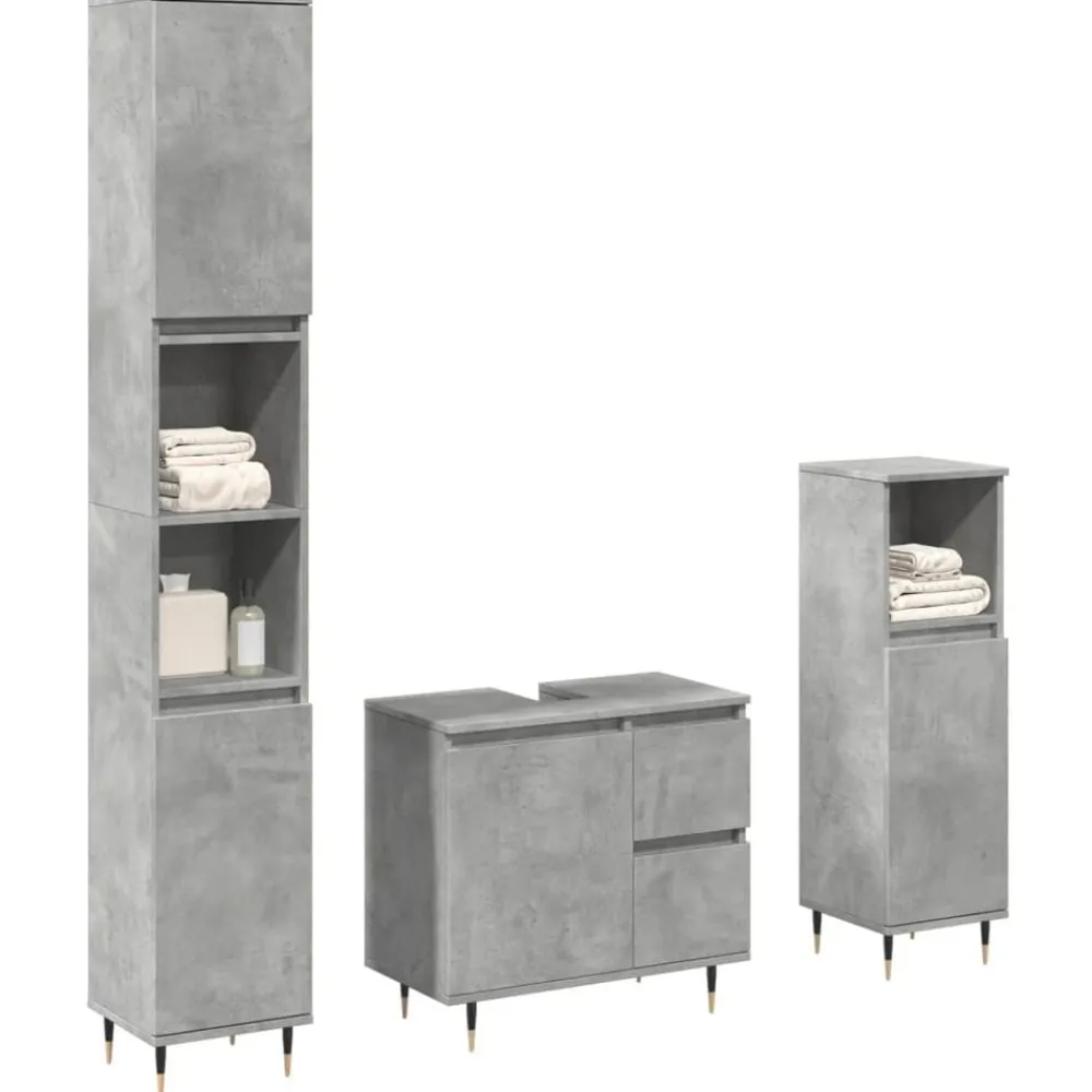vidaXL Conjuntos De Muebles-Set muebles de baño 2 piezas madera contrachapada gris hormigón