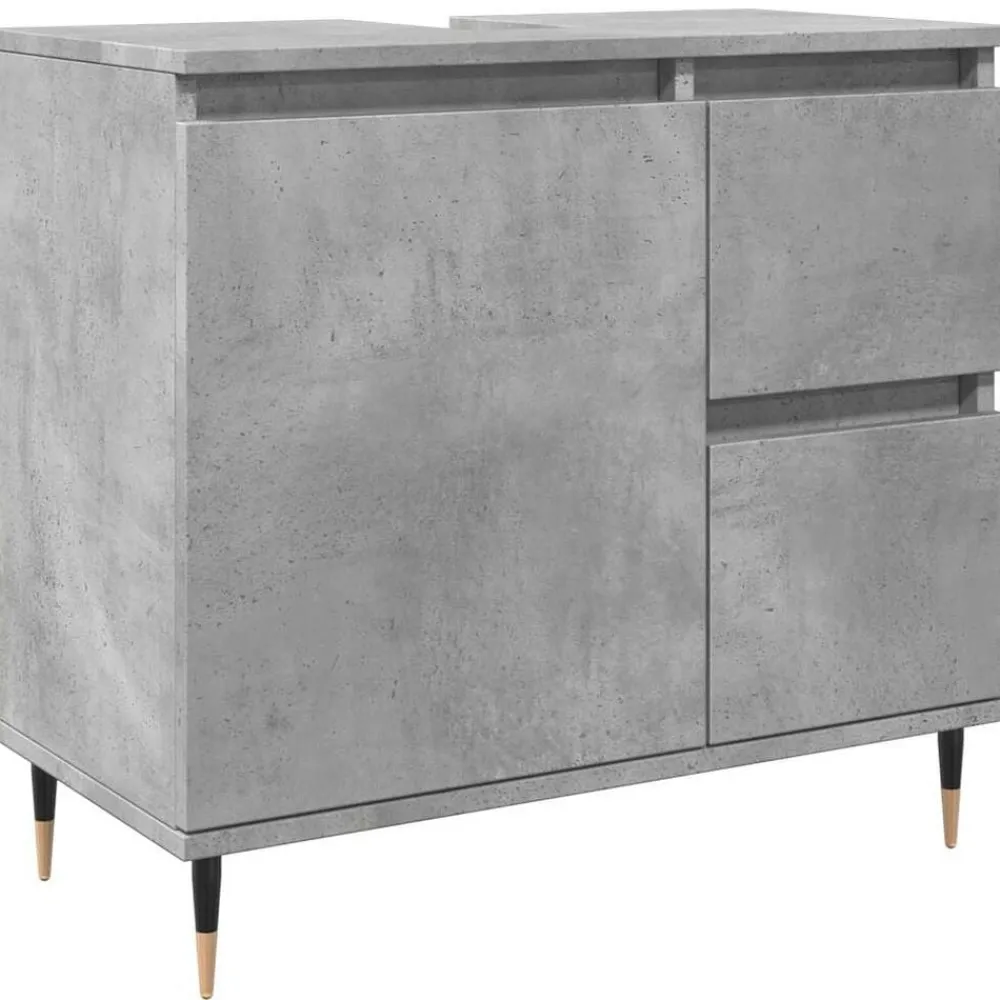 vidaXL Conjuntos De Muebles-Set muebles de baño 2 piezas madera contrachapada gris hormigón