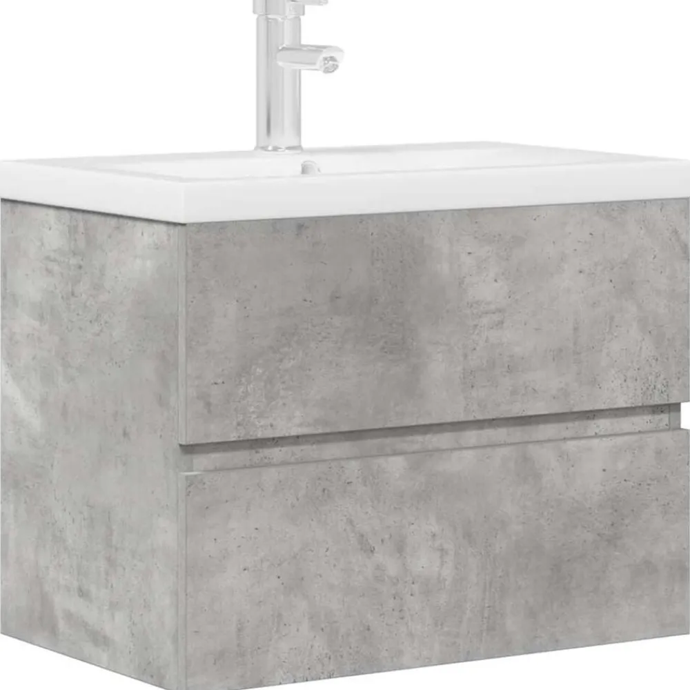 vidaXL Set muebles de baño 2 piezas madera contrachapada gris hormigón Gris hormigón Best