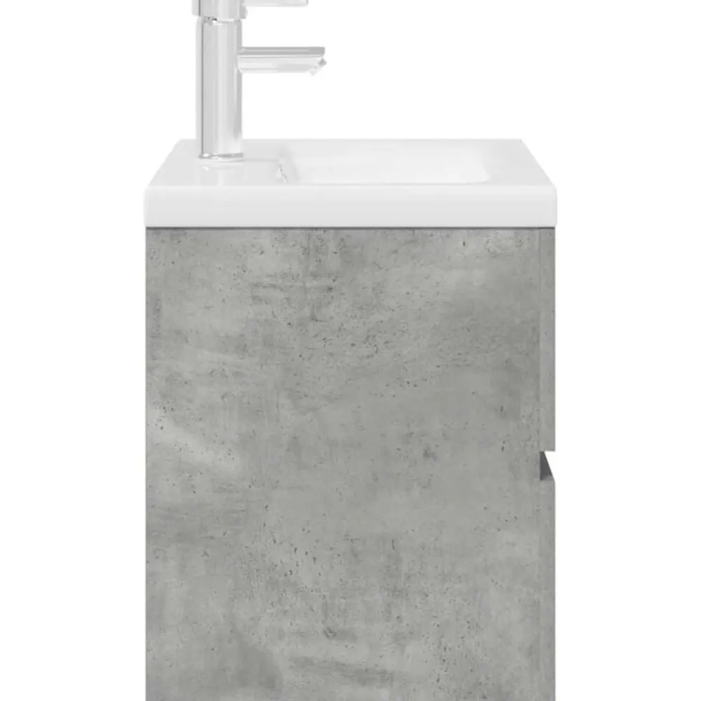 vidaXL Set muebles de baño 2 piezas madera contrachapada gris hormigón Gris hormigón Best