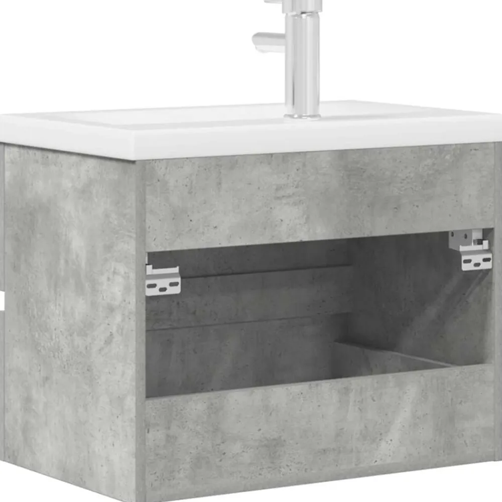 vidaXL Set muebles de baño 2 piezas madera contrachapada gris hormigón Gris hormigón Best