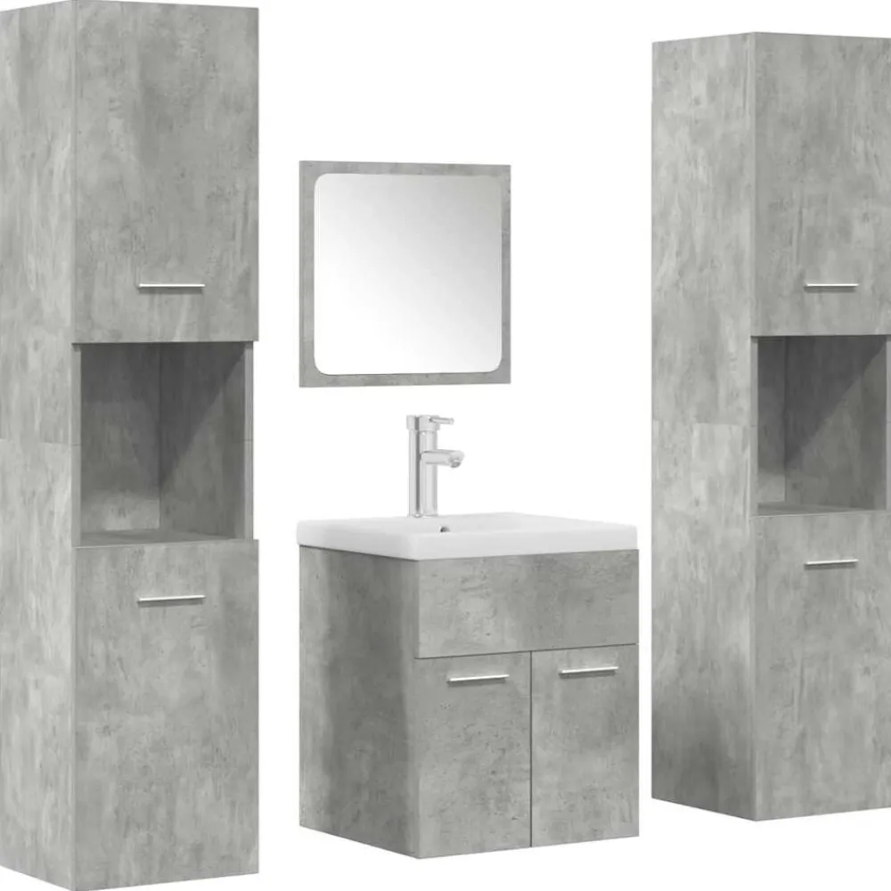 vidaXL Conjuntos De Muebles-Set muebles de baño 5 piezas madera ingeniería gris hormigón