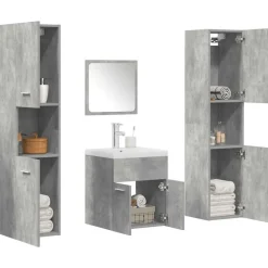 vidaXL Conjuntos De Muebles-Set muebles de baño 5 piezas madera ingeniería gris hormigón