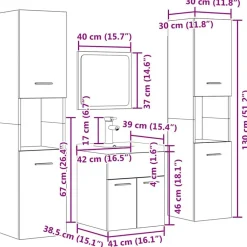 vidaXL Conjuntos De Muebles-Set muebles de baño 5 piezas madera ingeniería gris hormigón