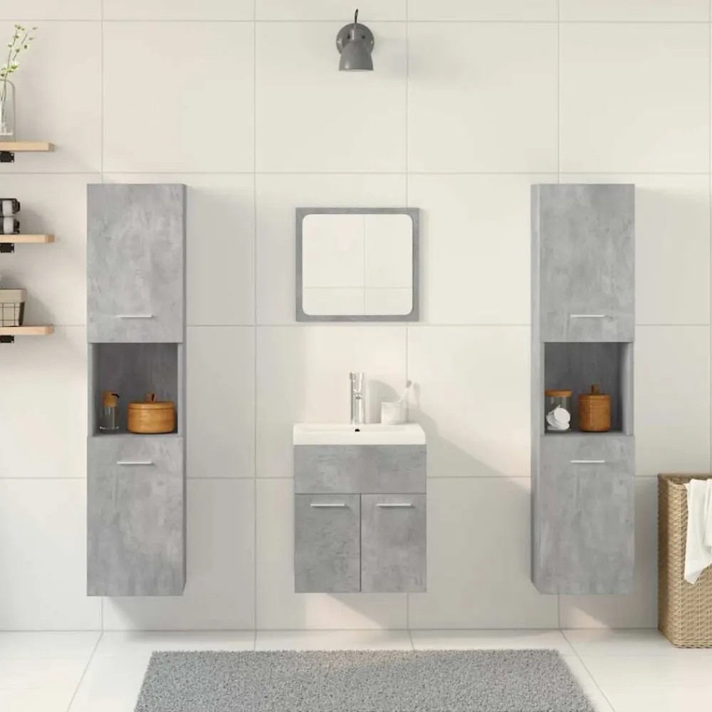 vidaXL Conjuntos De Muebles-Set muebles de baño 5 piezas madera ingeniería gris hormigón