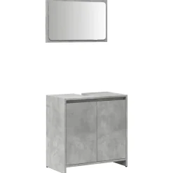 vidaXL Set muebles de baño 2 piezas madera contrachapada gris hormigón Gris hormigón Best