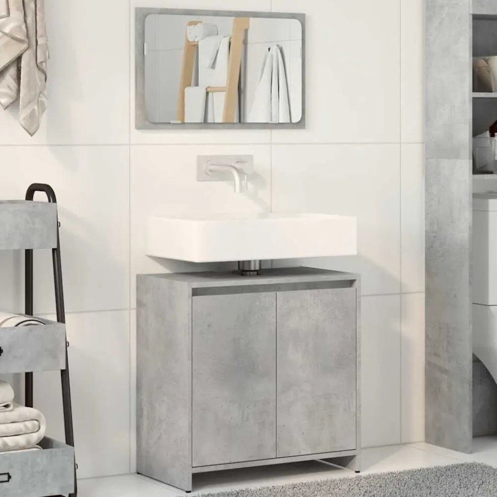 vidaXL Set muebles de baño 2 piezas madera contrachapada gris hormigón Gris hormigón Best